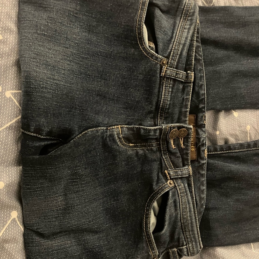 the limited low-rise flare leg dark wash blue denim jeans size 4 y2k - Picture 5 of 8